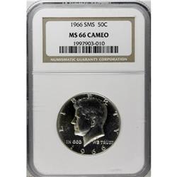 1966 50C SMS MS66 Cameo NGC. A touch of lemon-yellow a 