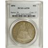 Image 3 : 1854 S$1 AU50 PCGS. Mint-green overall with traces of 