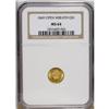 Image 1 : 1849 G$1 Open Wreath MS64 NGC. Flashy yellow-gold surf 