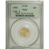 Image 3 : 1855 G$1 MS62 PCGS. Original lime and apricot shades e 
