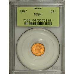 1887 G$1 MS64 PCGS. A well-defined example from the tw 