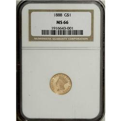 1888 G$1 MS66 NGC. This Premium Gem exhibits an exquis 