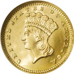 1889 G$1 MS65 NGC. This exactingly struck Gem exhibits 