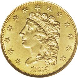 1834 $2 1/2 Classic MS61 PCGS. McCloskey-A, Breen-6140 