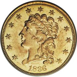 1836 $2 1/2 Script 8 MS62 PCGS. McCloskey-D, Head of 1 