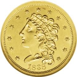 1838 $2 1/2 MS62 NGC. Only one die pair is known for t 