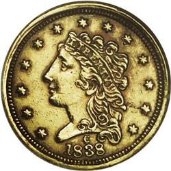 1838-C $2 1/2 --Cleaned--ANACS. AU50 Details. Breen-614 