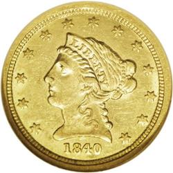 1840-C $2 1/2 AU58 NGC. A popular issue, not only for 