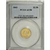 Image 1 : 1843 $2 1/2 AU58 PCGS. An exquisitely struck amber-gol 
