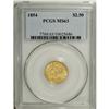 Image 1 : 1854 $2 1/2 MS63 PCGS. Select with highly lustrous yel 