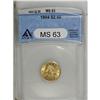 Image 1 : 1904 $2 1/2 MS63 ANACS. This shining example sports hi 