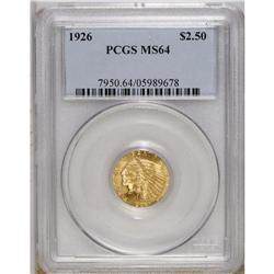 1926 $2 1/2 MS64 PCGS. Bright luster exudes from brass 