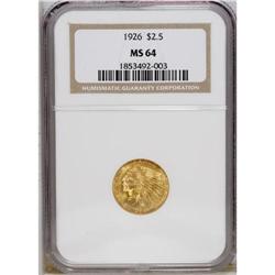 1926 $2 1/2 MS64 NGC. An attractive example of this po 