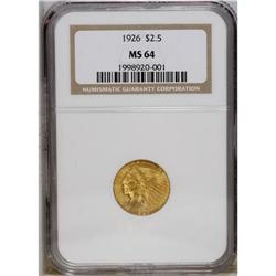 1926 $2 1/2 MS64 NGC. Always desirable example of a mi 