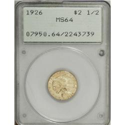 1926 $2 1/2 MS64 PCGS. This solidly struck wheat-gold 