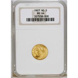 1927 $2 1/2 MS64 NGC. Lustrous peach-gold surfaces dis 