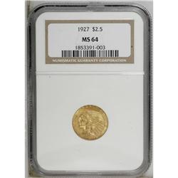 1927 $2 1/2 MS64 NGC. Boldly struck with satin luster 