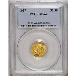 1927 $2 1/2 MS64 PCGS. Highly lustrous peach-gold surf 