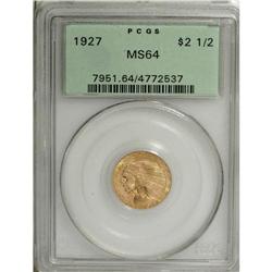 1927 $2 1/2 MS64 PCGS. Sharply struck and highly lustr 