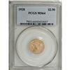 Image 1 : 1928 $2 1/2 MS64 PCGS. Yellow-gold with forest-green a 