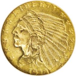 1928 $2 1/2 MS65 NGC. The revival of the quarter eagle 