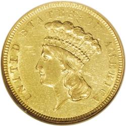 1854-O $3 AU55 NGC. The only O-mint in the series and 