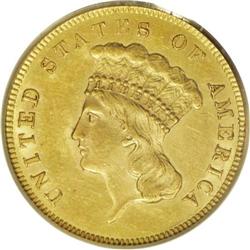 1855 $3 MS62 PCGS. Mintage of the 1855 issue was less 