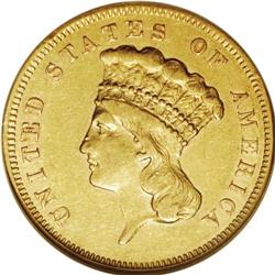 1856-S $3 AU50 NGC. Medium S. The typically encountere 