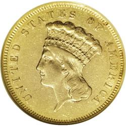 1856-S $3 AU50 NGC. The Small S variety, which is scar 