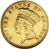 Image 1 : 1878 $3 AU58 NGC. Lustrous yellow-gold surfaces show a 
