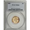 Image 3 : 1883 $3 MS62 PCGS. Modestly reflective with lightly fr 