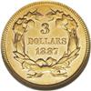 Image 2 : 1887 $3 MS61 Prooflike NGC. A flashy three dollar gold 