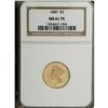 Image 3 : 1887 $3 MS61 Prooflike NGC. A flashy three dollar gold 