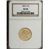 Image 3 : 1854-C $5 AU58 NGC. Variety 22-J. Ample semi-prooflike 