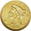 Image 1 : 1871-S $5 AU55 NGC. Bright yellow-gold throughout, wit 