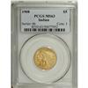 Image 1 : 1908 $5 MS63 PCGS. The first Indian half eagle issue, 