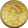 Image 1 : 1844-O $10 AU55 NGC. A bright light yellow-gold exampl 