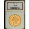 Image 1 : 1858 $20 AU53 NGC. Characterically bagmarked fields wi 