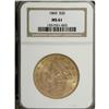 Image 3 : 1860 $20 MS61 NGC. Although the surfaces of this brill 