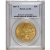 Image 1 : 1867-S $20 AU55 PCGS. Evenly textured surfaces adorn t 
