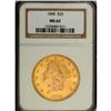 Image 1 : 1898 $20 MS62 NGC. A lustrous example with a few barel 