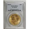 1908-D $20 No Motto MS64 PCGS. Long Rays Obverse. Vibr 