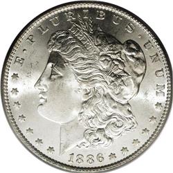 1886-O S$1 MS64 PCGS. Although the issue''s mintage ex 