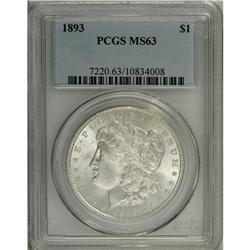 1893 S$1 MS63 PCGS. A lustrous and nearly brilliant ex 