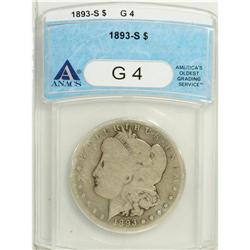 1893-S S$1 Good 4 ANACS. The pearl-gray obverse contra 