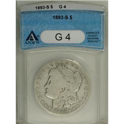 1893-S S$1 Good 4 ANACS. This slate-gray key date Morg 