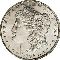 1895-O S$1 AU58 PCGS. Light highpoint rub on the eagle 