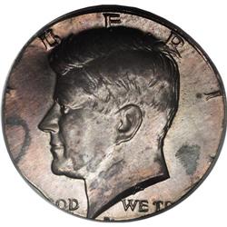 Undated 50C Kennedy Half--Struck on Brazil 10C--MS65 P 