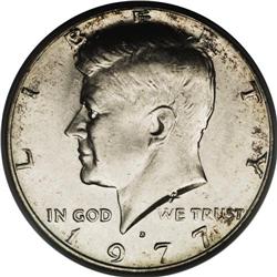 1977-D 50C Kennedy Half--Struck on 40% Silver Planchet 