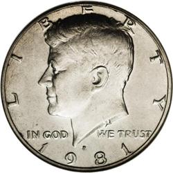 1981-P 50C Kennedy Half--Struck on a Dominican Republi 